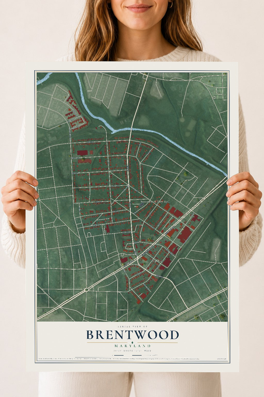 Map of Brentwood, Maryland, 18 x 24 inch unframed archival matte print
