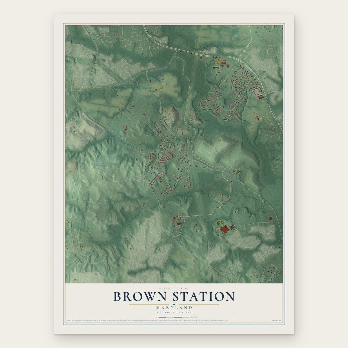 Brown Station, Maryland map print, the full design