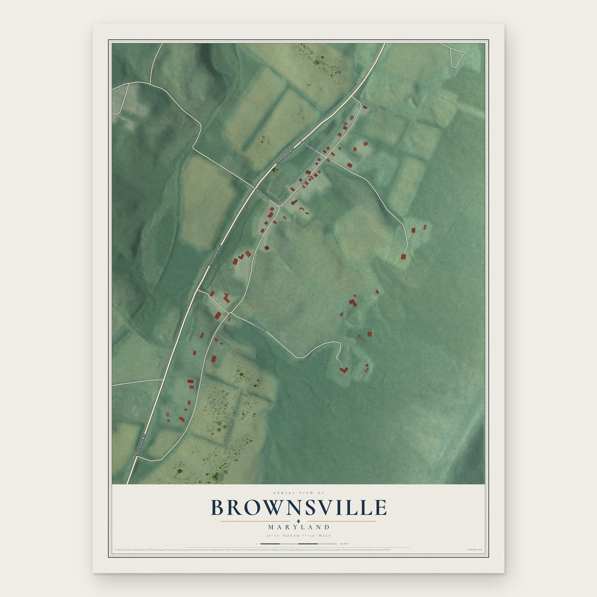 Brownsville, Maryland map print, the full design