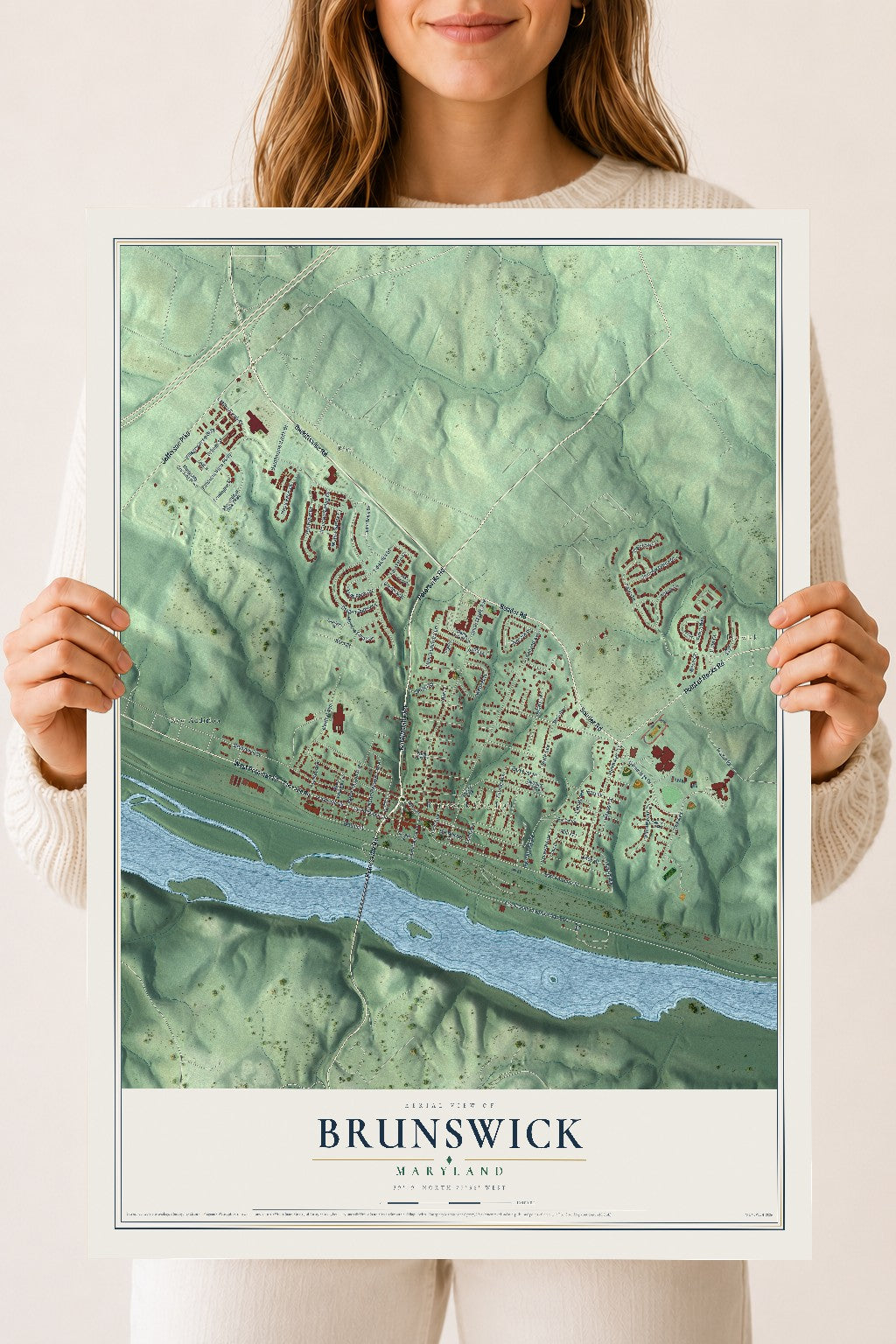 Map of Brunswick, Maryland, 18 x 24 inch unframed archival matte print
