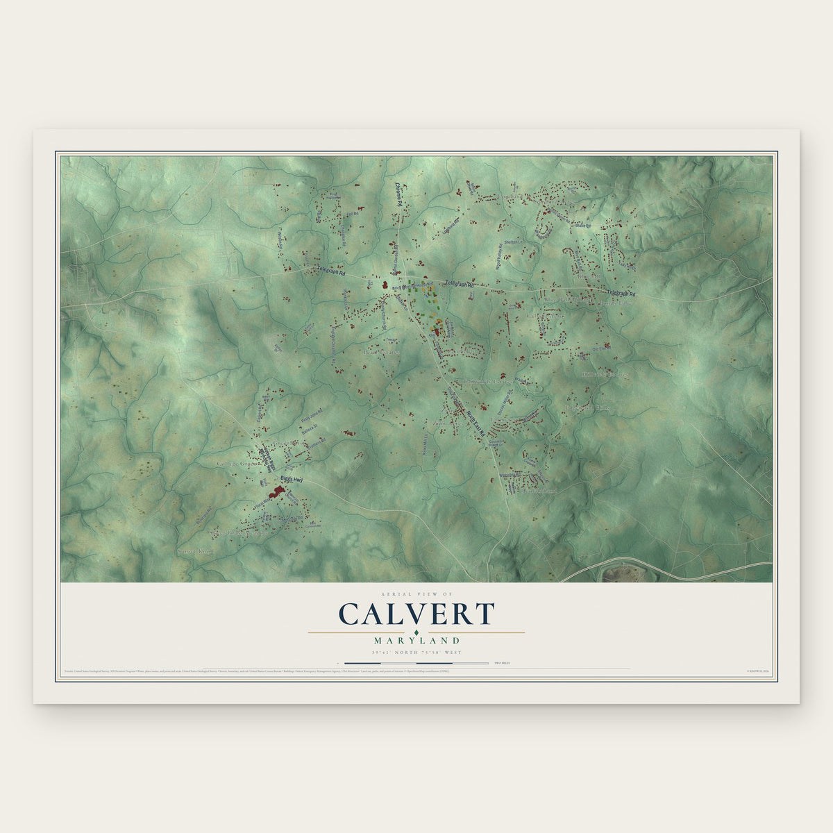 Calvert, Maryland map print, the full design