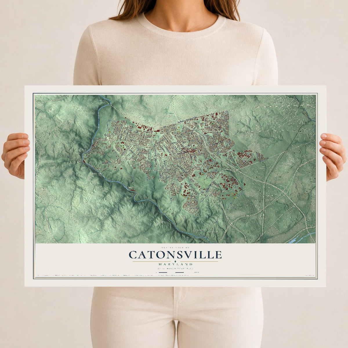 Map of Catonsville, Maryland, 12 x 18 inch unframed archival matte print