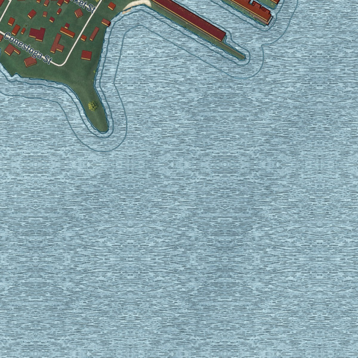 Close-up of the map of Charlestown, Maryland print showing street and building detail