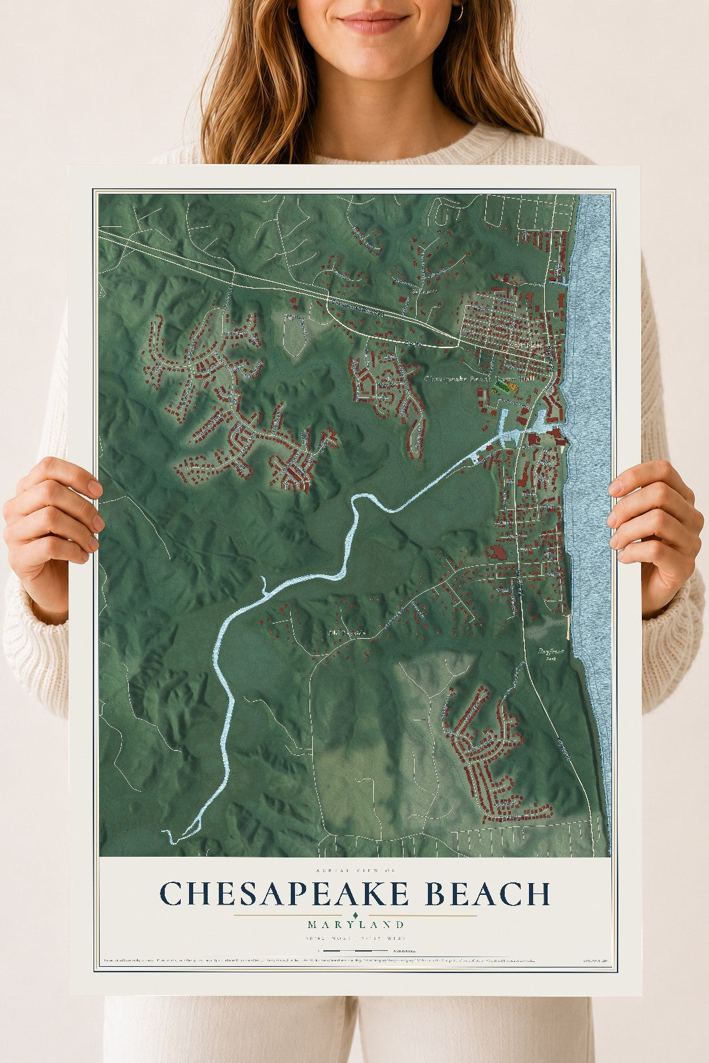 Map of Chesapeake Beach, Maryland, 18 x 24 inch unframed archival matte print