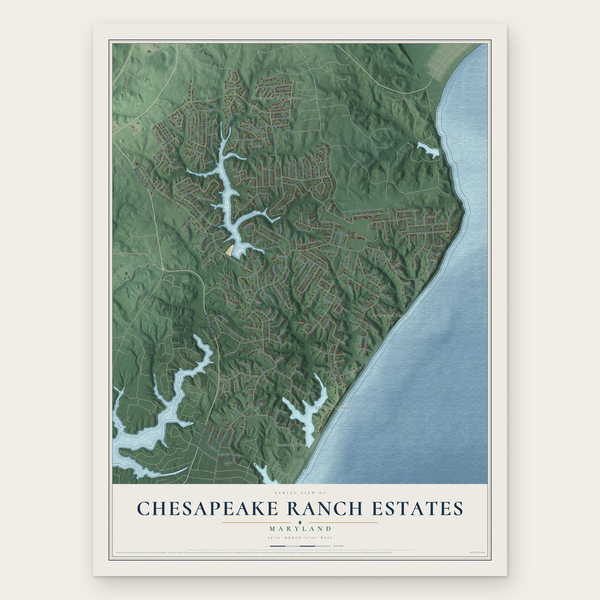 Chesapeake Ranch Estates, Maryland map print, the full design