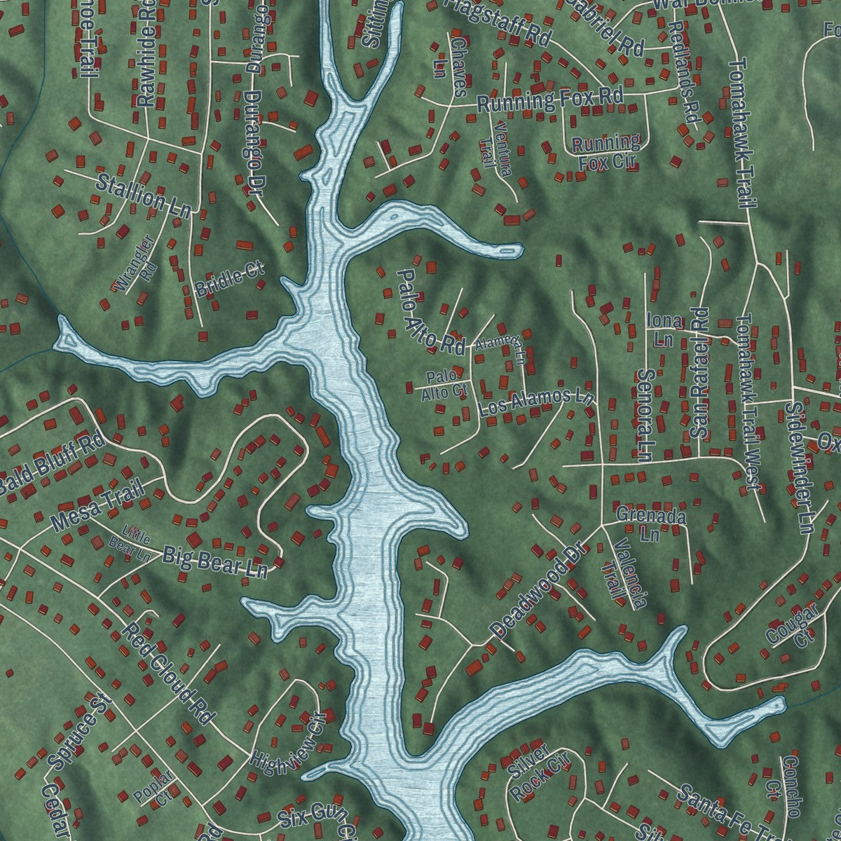 Close-up of the map of Chesapeake Ranch Estates, Maryland print showing street and building detail
