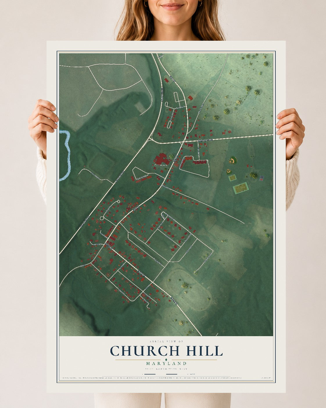 Map of Church Hill, Maryland, 24 x 36 inch unframed archival matte print