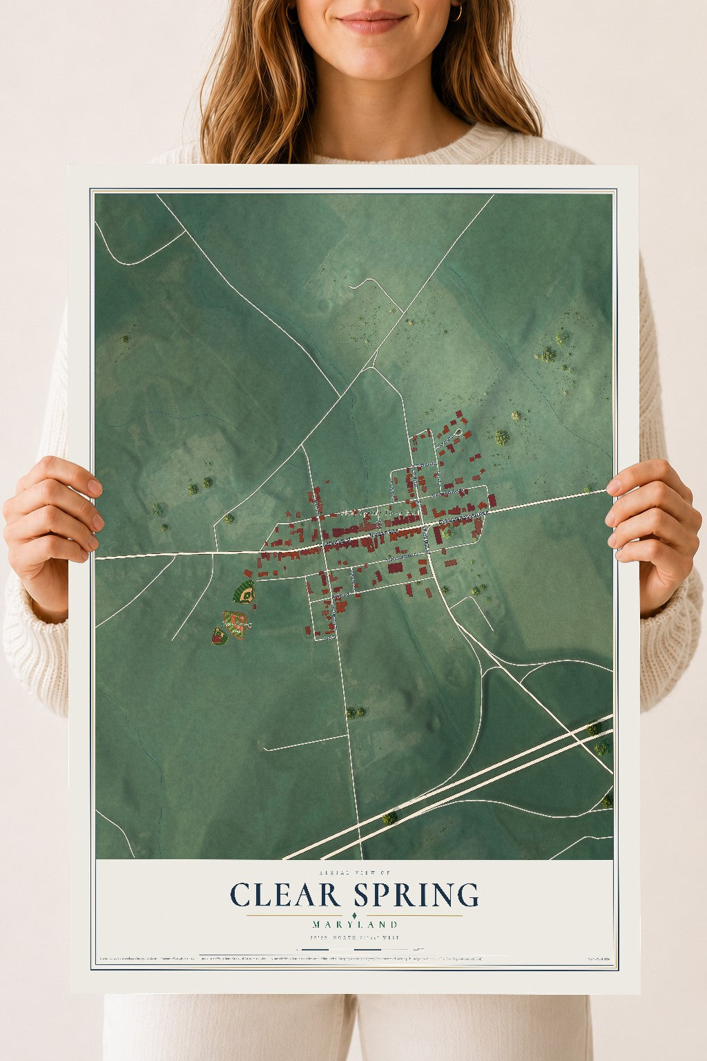 Map of Clear Spring, Maryland, 18 x 24 inch unframed archival matte print