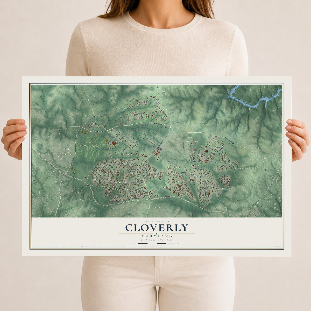 Map of Cloverly, Maryland, 12 x 18 inch unframed archival matte print
