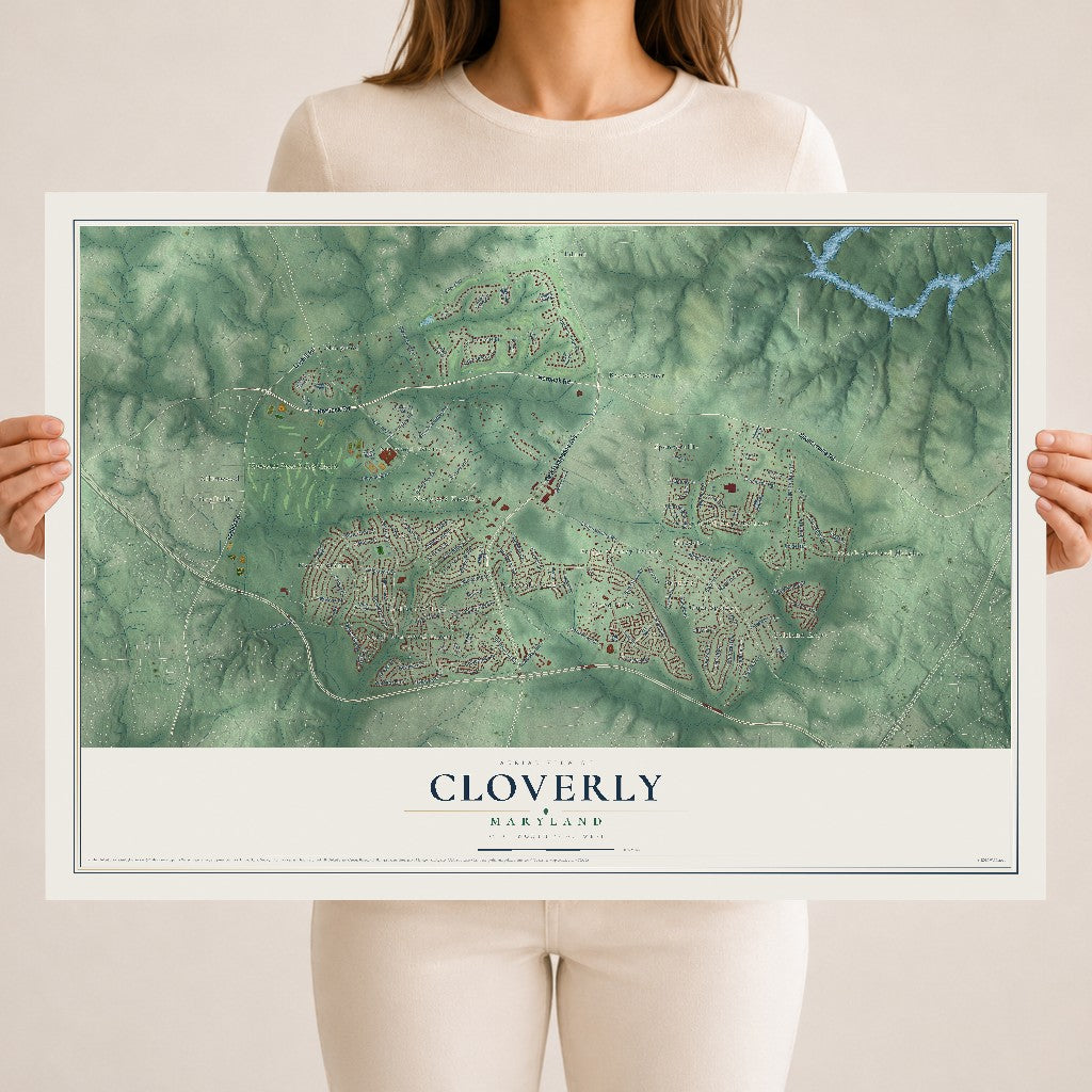 Map of Cloverly, Maryland, 18 x 24 inch unframed archival matte print