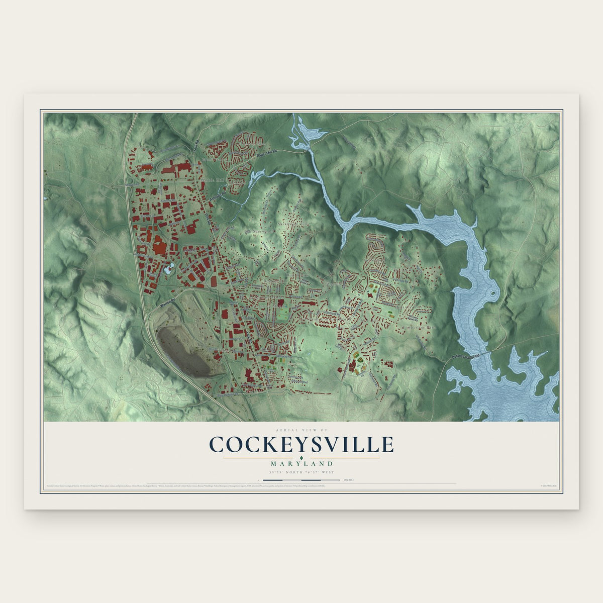 Cockeysville, Maryland map print, the full design