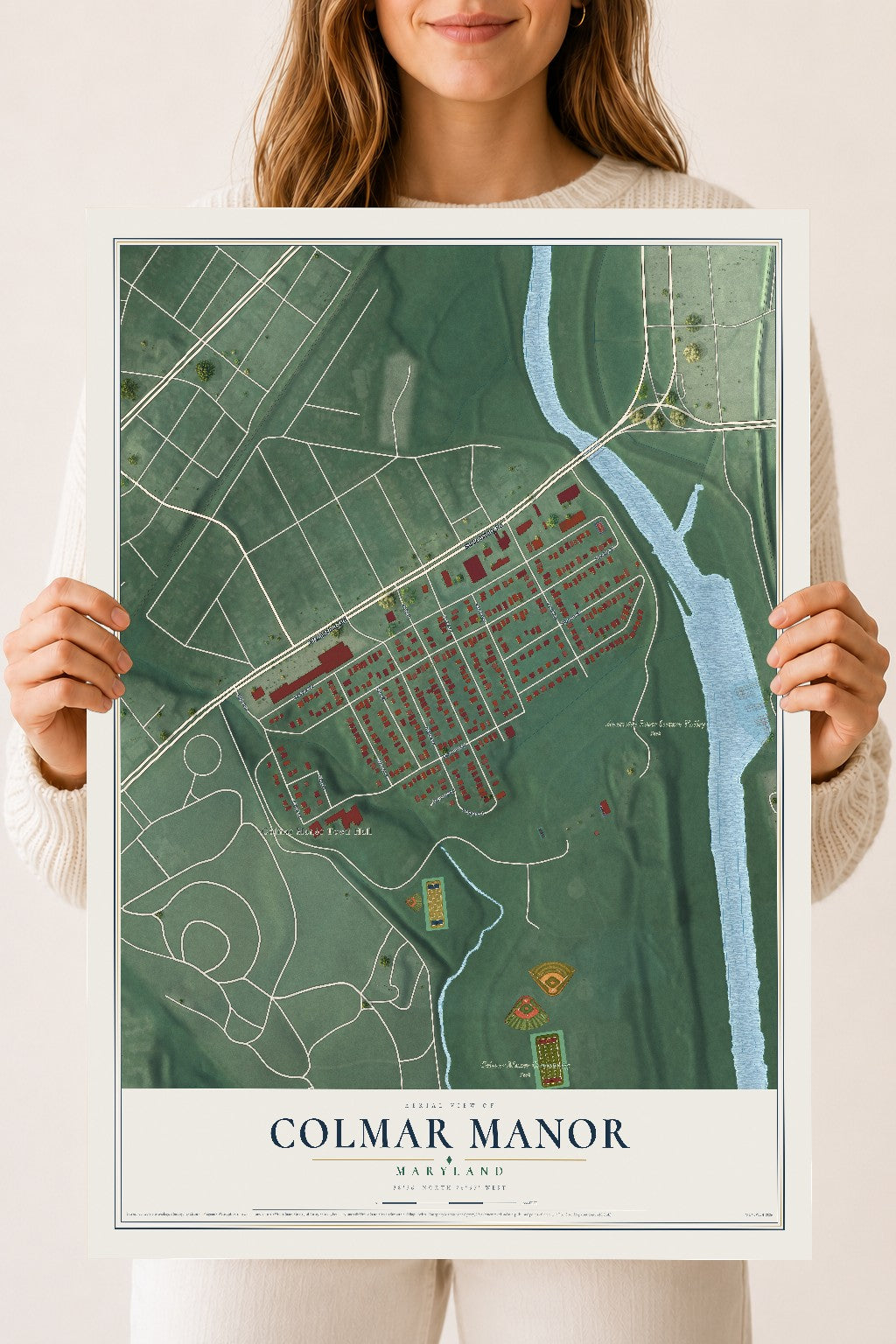 Map of Colmar Manor, Maryland, 18 x 24 inch unframed archival matte print