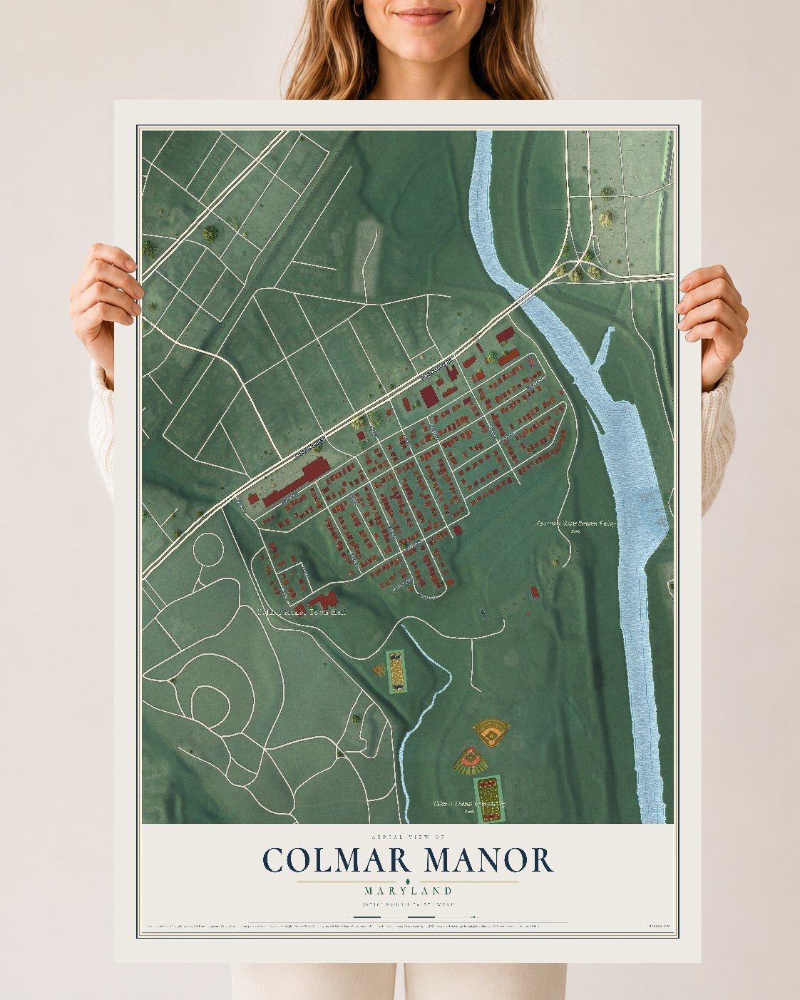 Map of Colmar Manor, Maryland, 24 x 36 inch unframed archival matte print