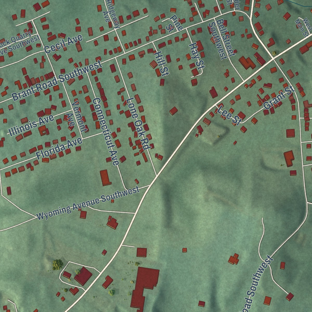 Close-up of the map of Cresaptown, Maryland print showing street and building detail