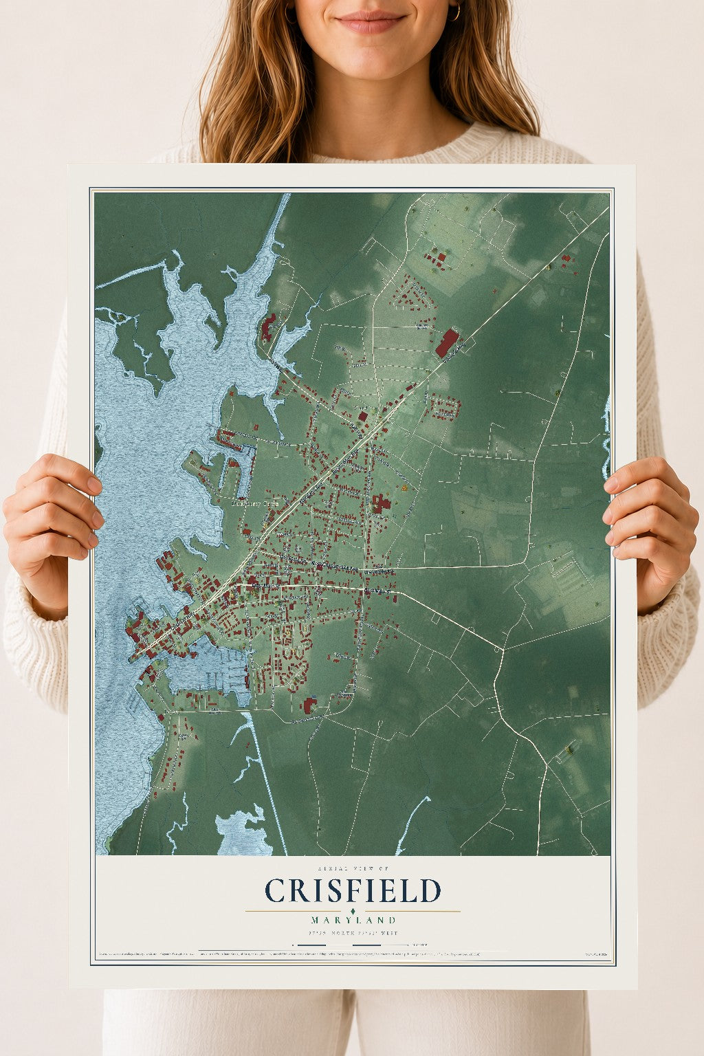 Map of Crisfield, Maryland, 18 x 24 inch unframed archival matte print