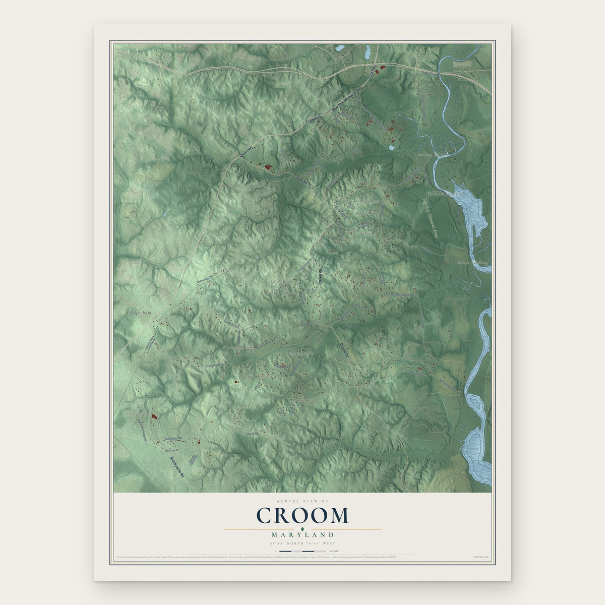 Croom, Maryland map print, the full design