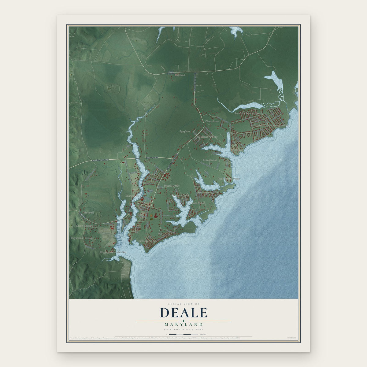 Deale, Maryland map print, the full design