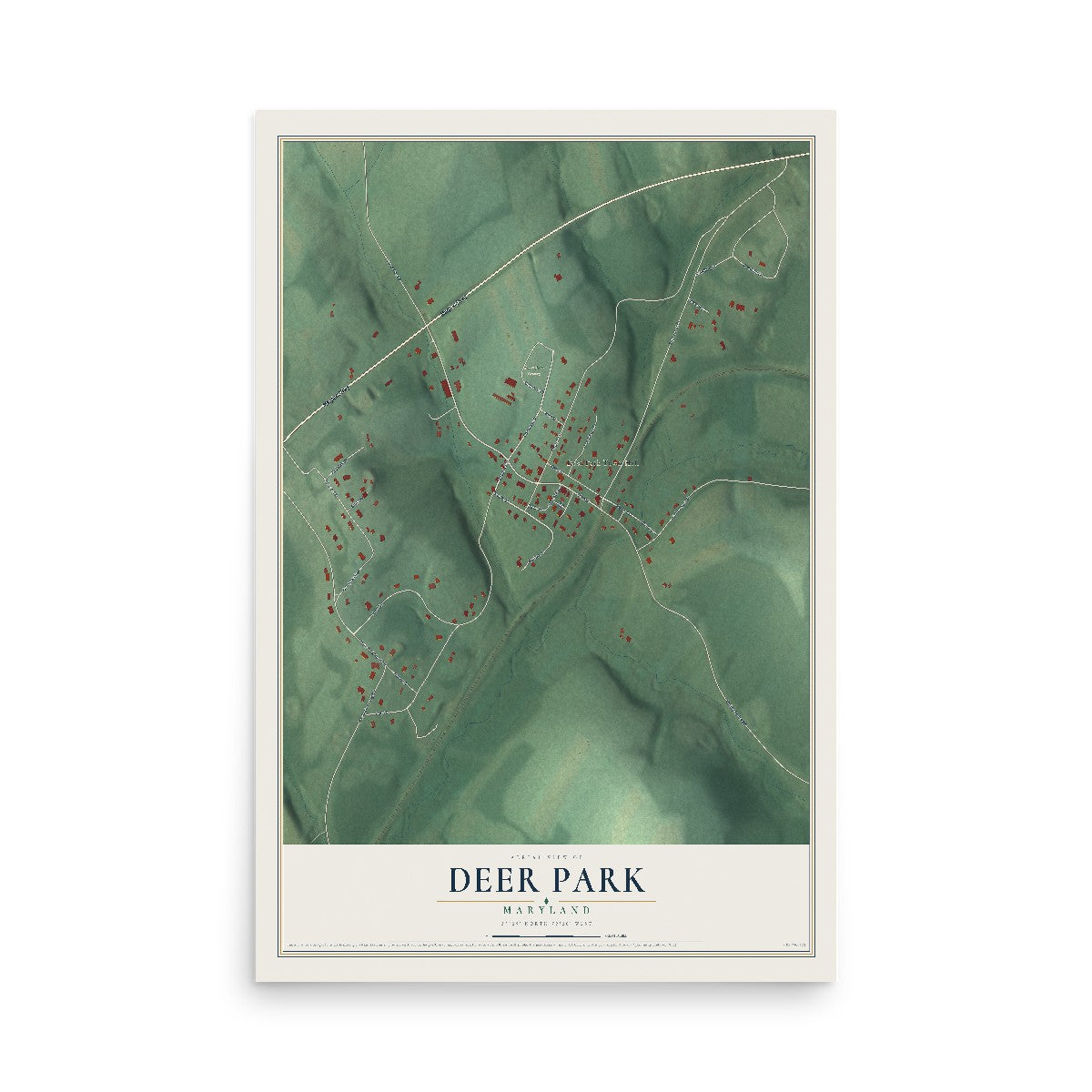 Map of Deer Park, Maryland, 12 x 18 inch unframed archival matte print