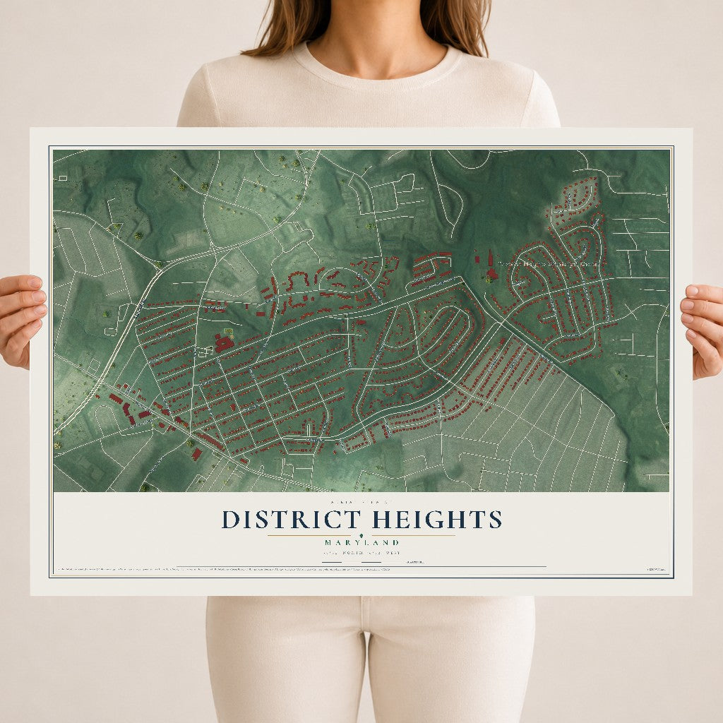 Map of District Heights, Maryland, 18 x 24 inch unframed archival matte print