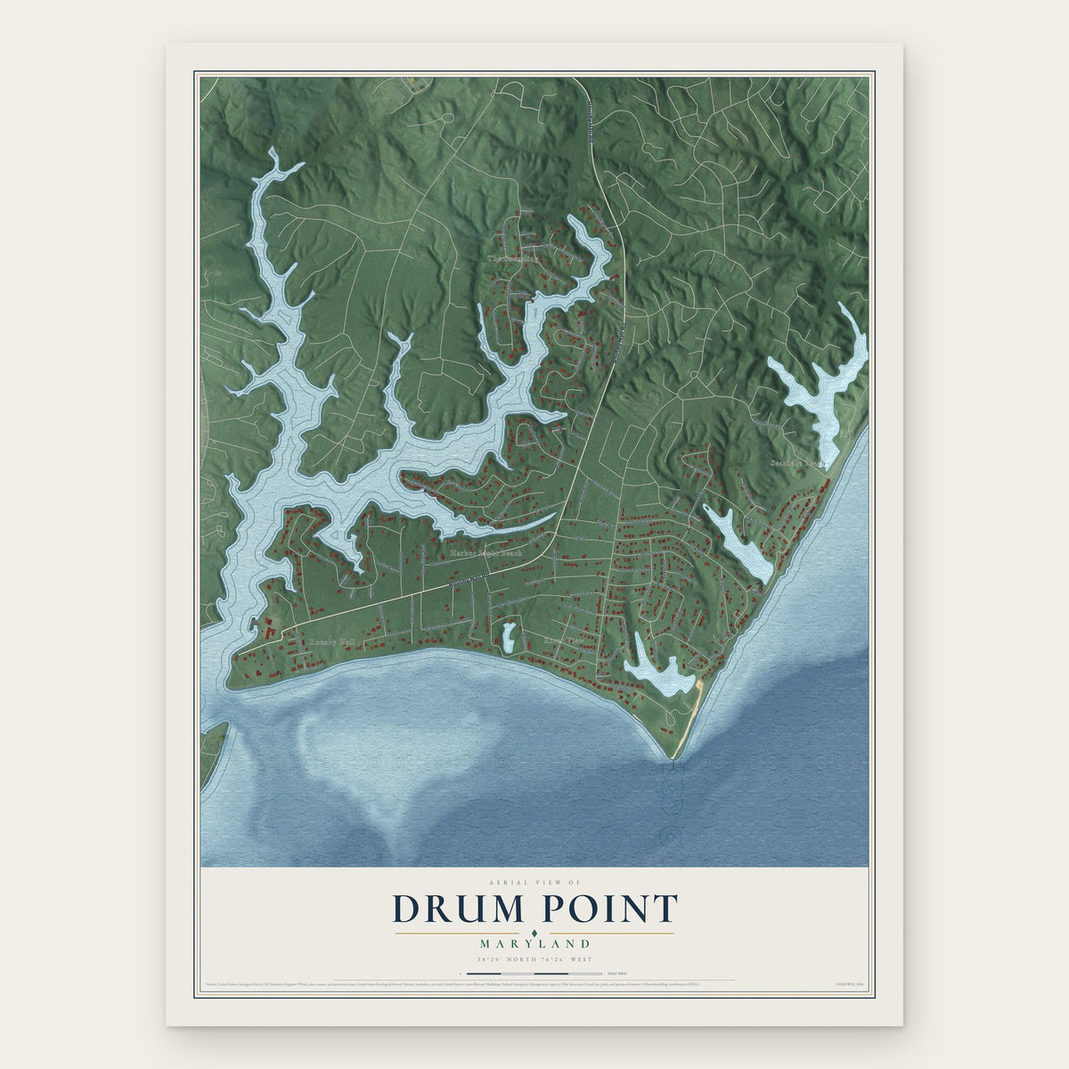 Drum Point, Maryland map print, the full design