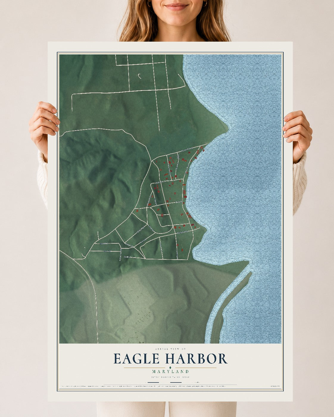 Map of Eagle Harbor, Maryland, 24 x 36 inch unframed archival matte print