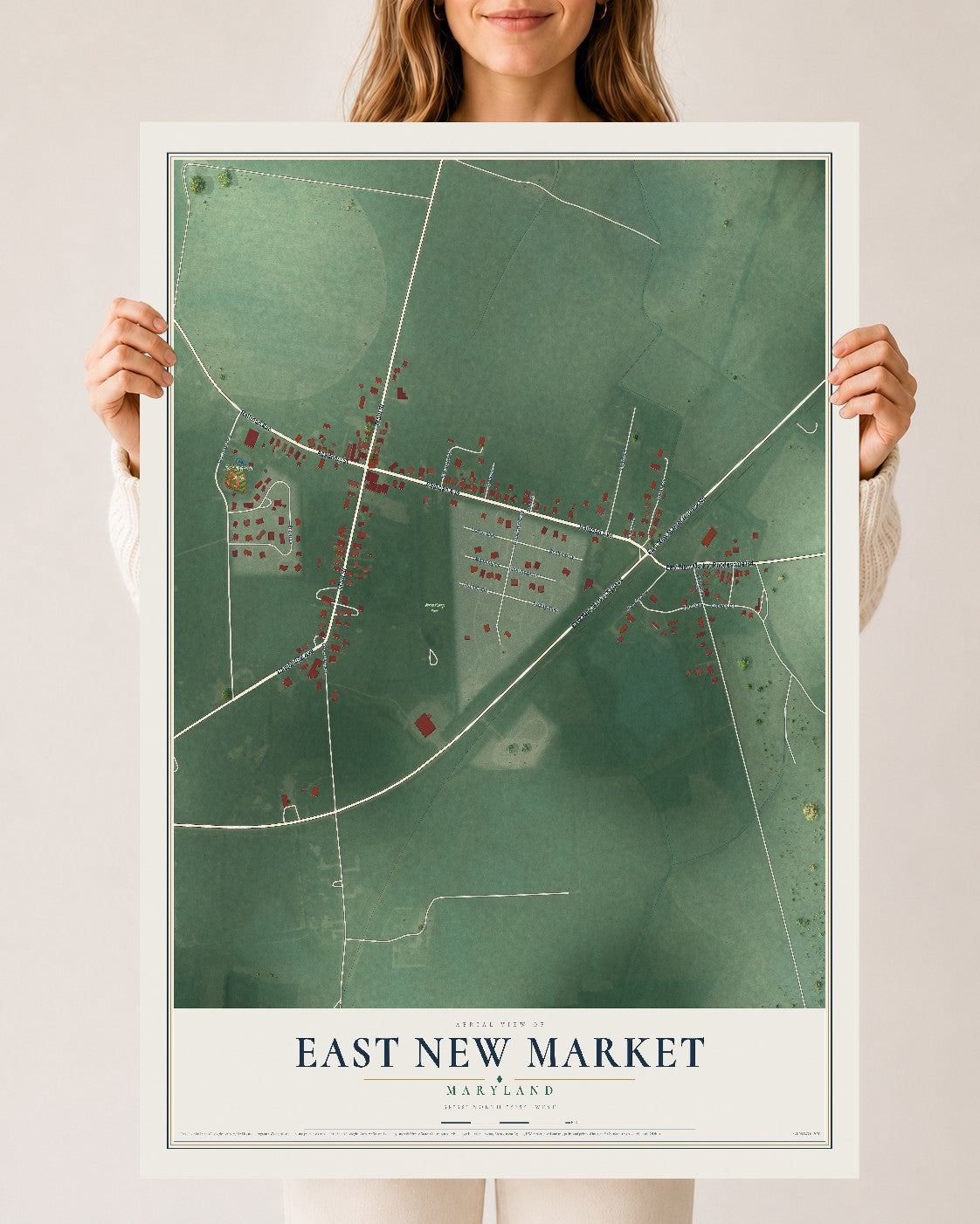Map of East New Market, Maryland, 24 x 36 inch unframed archival matte print