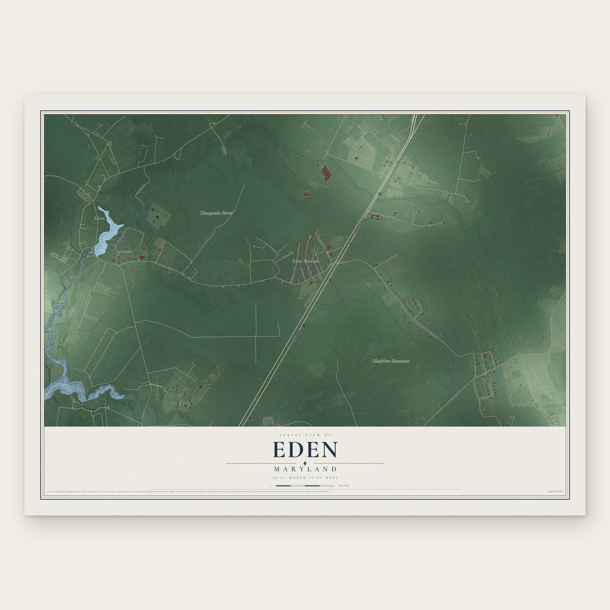 Eden, Maryland map print, the full design