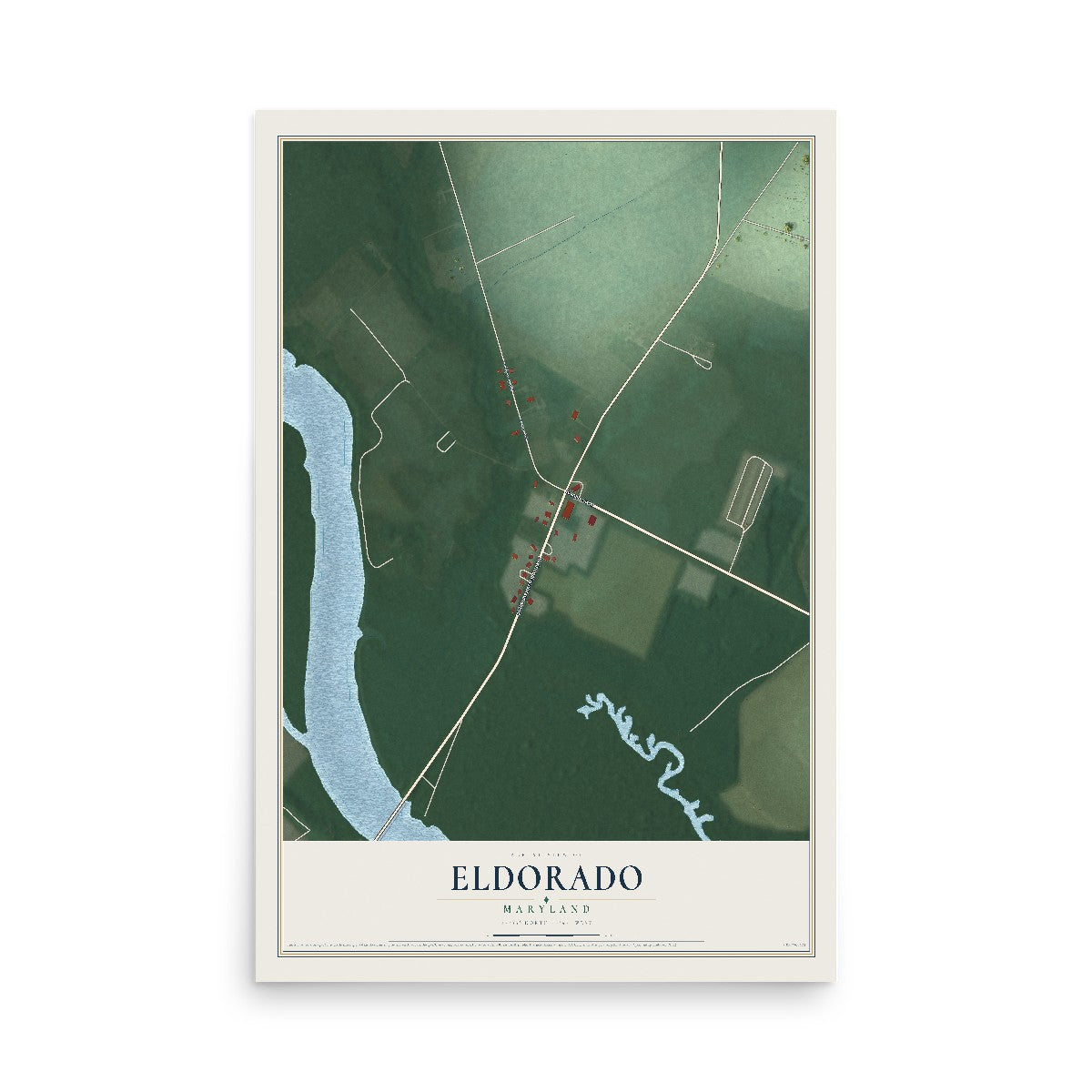 Map of Eldorado, Maryland, 12 x 18 inch unframed archival matte print