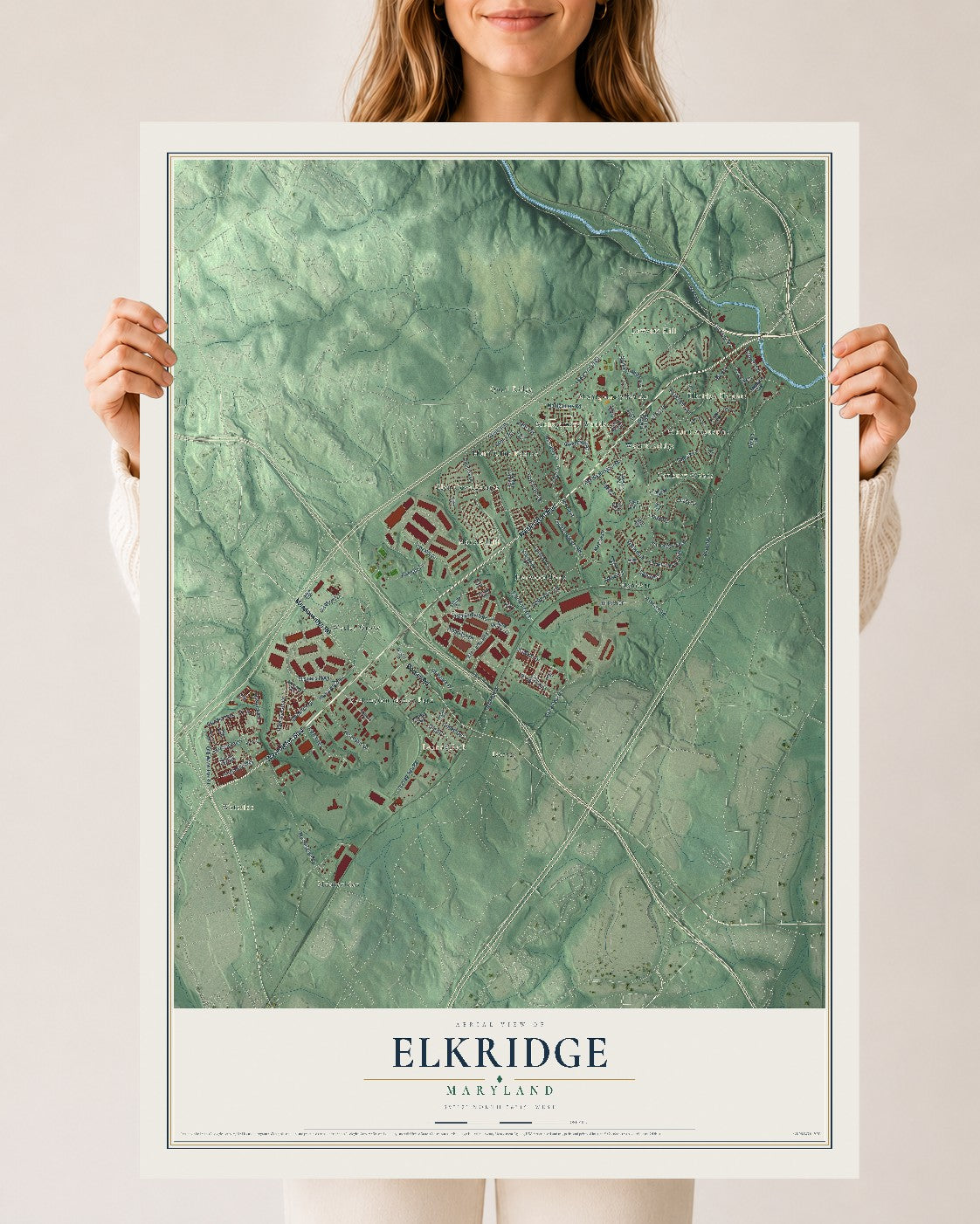 Map of Elkridge, Maryland, 24 x 36 inch unframed archival matte print