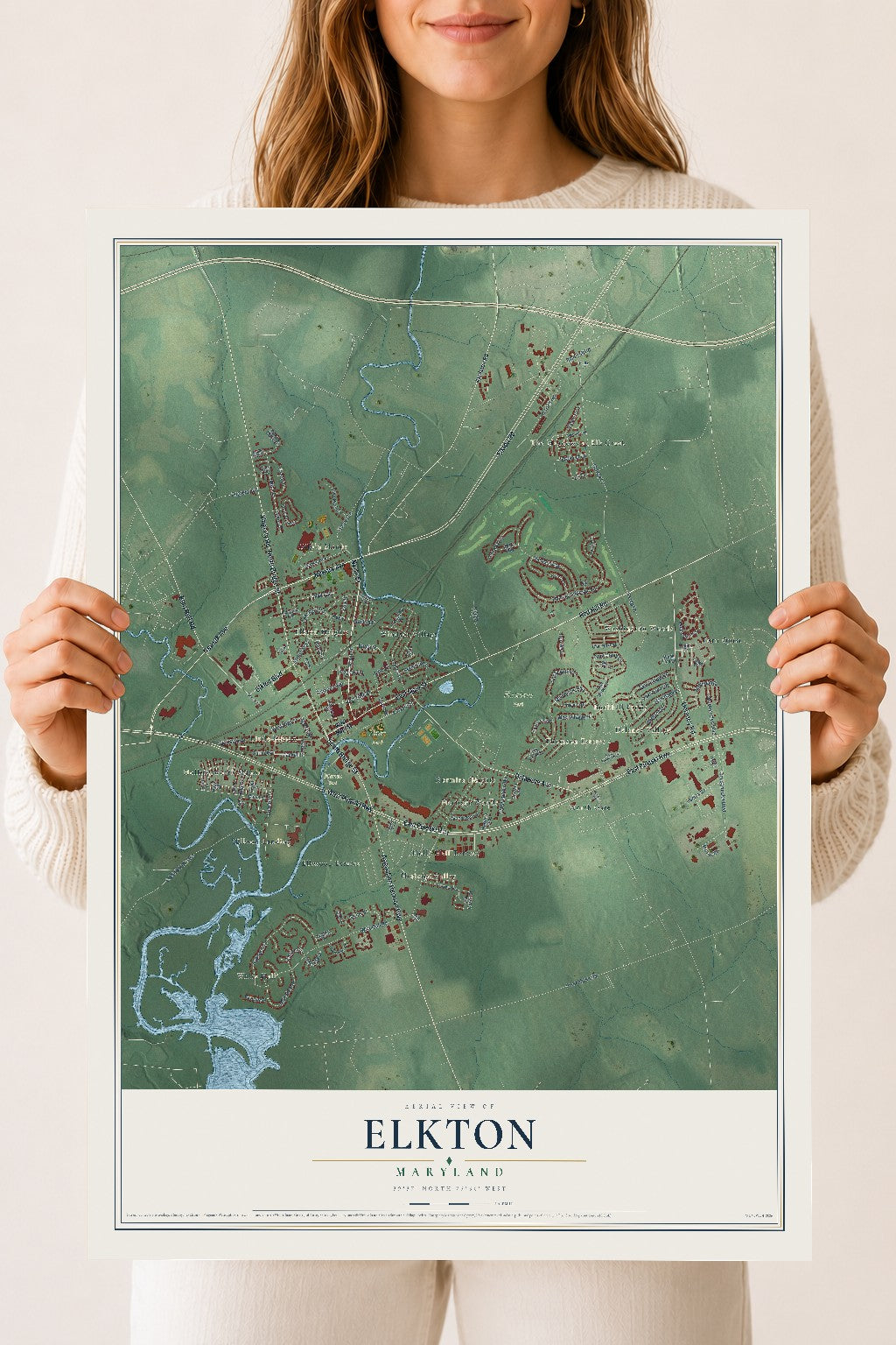 Map of Elkton, Maryland, 18 x 24 inch unframed archival matte print