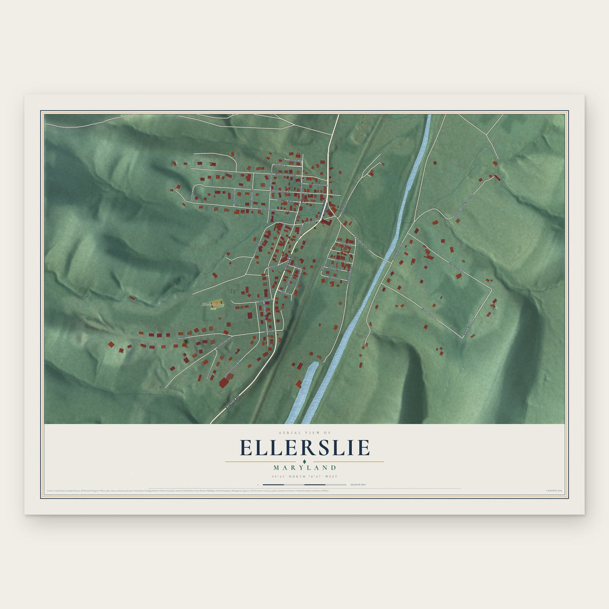 Ellerslie, Maryland map print, the full design