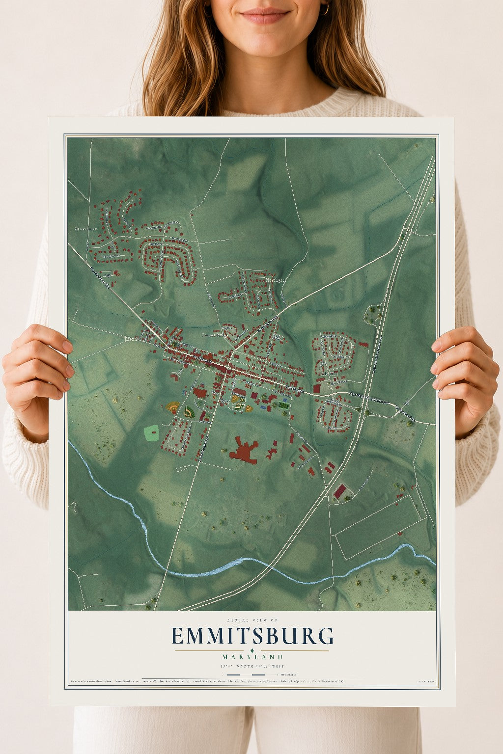 Map of Emmitsburg, Maryland, 18 x 24 inch unframed archival matte print