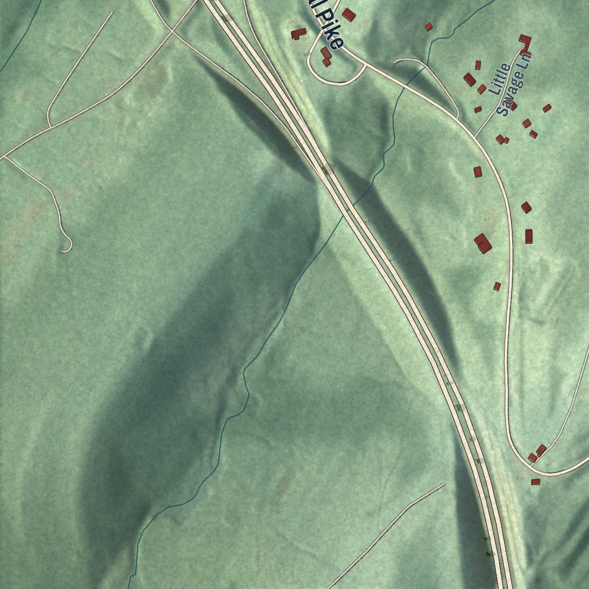 Close-up of the map of Finzel, Maryland print showing street and building detail
