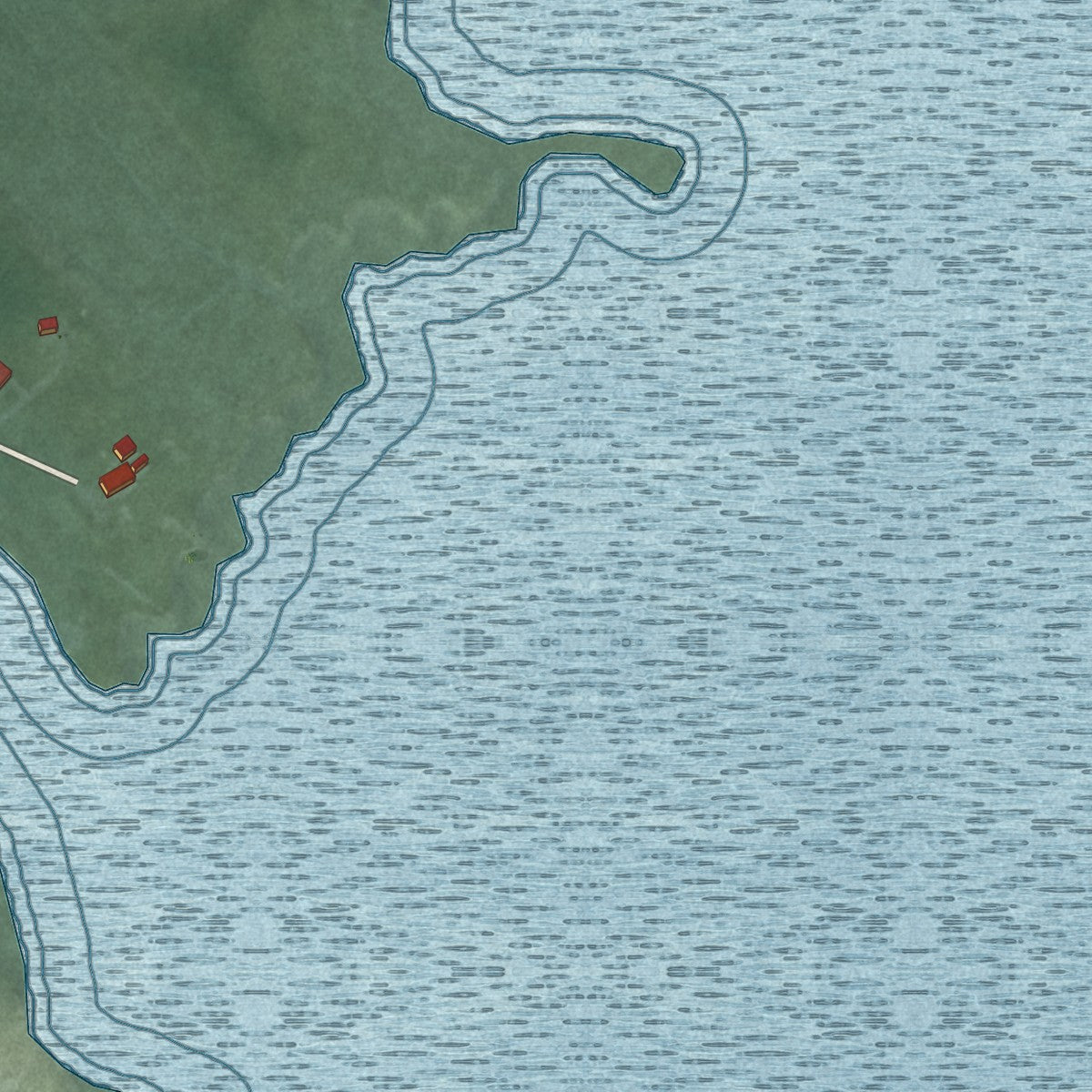 Close-up of the map of Fishing Creek, Maryland print showing street and building detail
