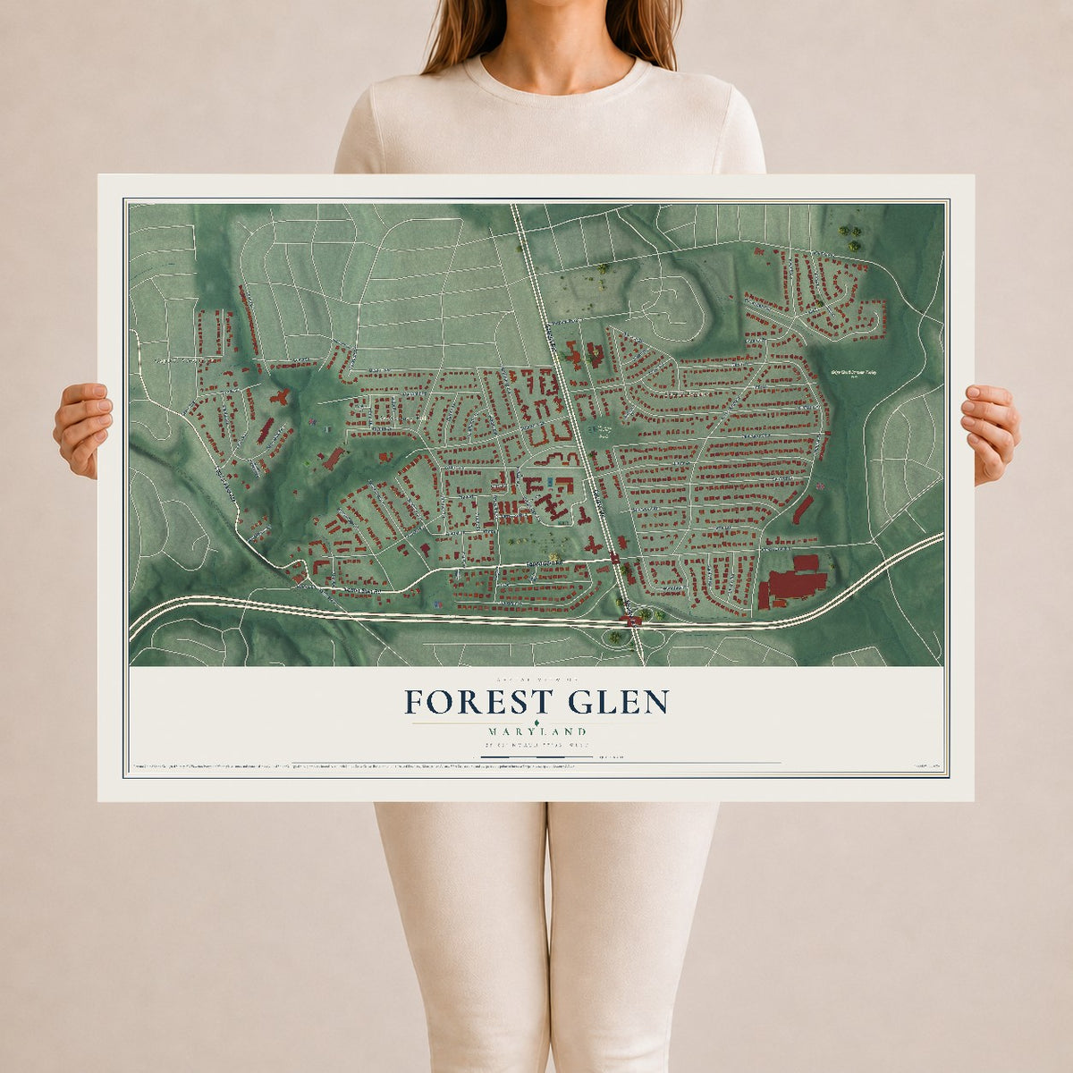 Map of Forest Glen, Maryland, 24 x 36 inch unframed archival matte print