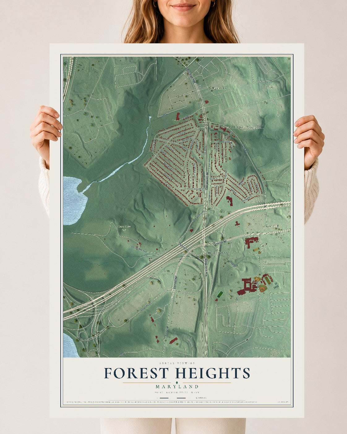 Map of Forest Heights, Maryland, 24 x 36 inch unframed archival matte print