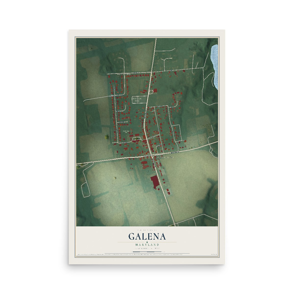 Map of Galena, Maryland, 12 x 18 inch unframed archival matte print