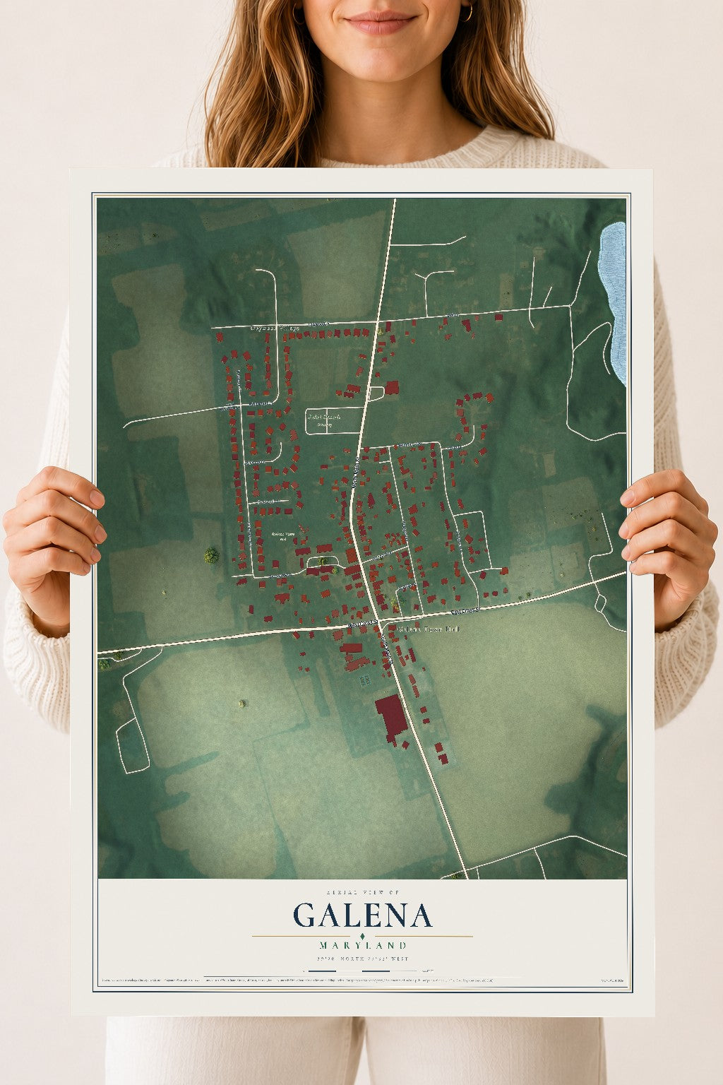 Map of Galena, Maryland, 18 x 24 inch unframed archival matte print