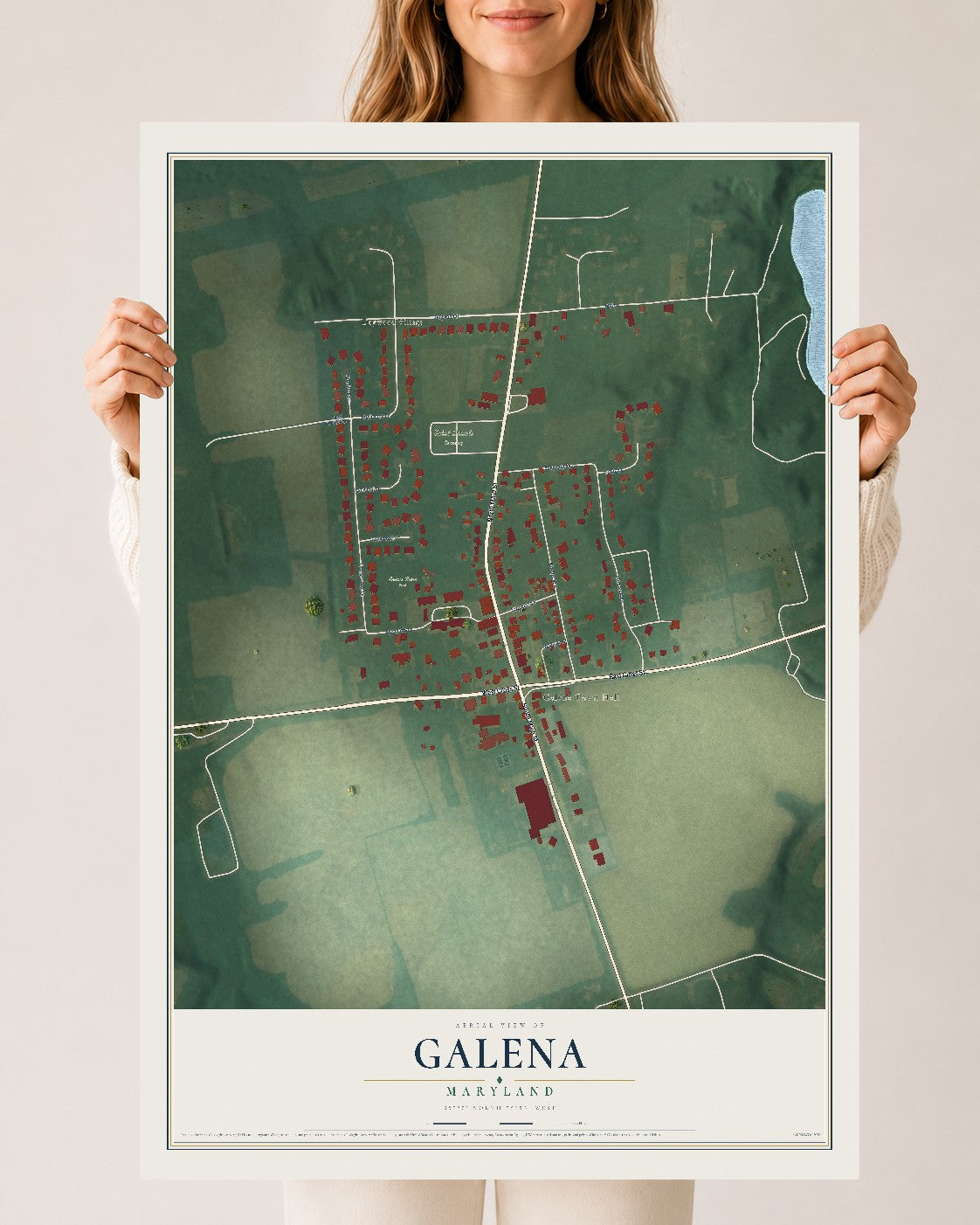 Map of Galena, Maryland, 24 x 36 inch unframed archival matte print
