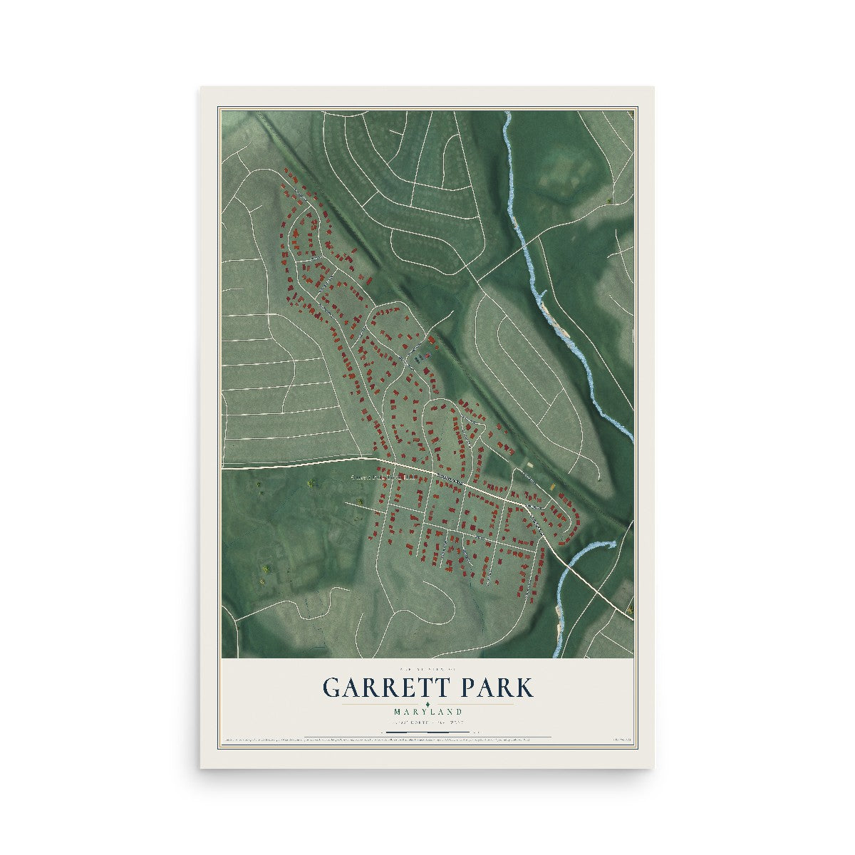Map of Garrett Park, Maryland, 12 x 18 inch unframed archival matte print