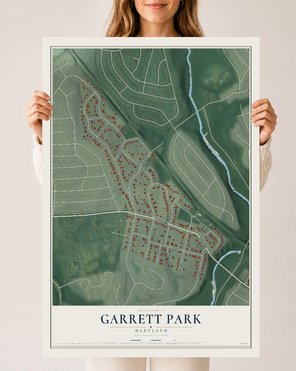 Map of Garrett Park, Maryland, 24 x 36 inch unframed archival matte print