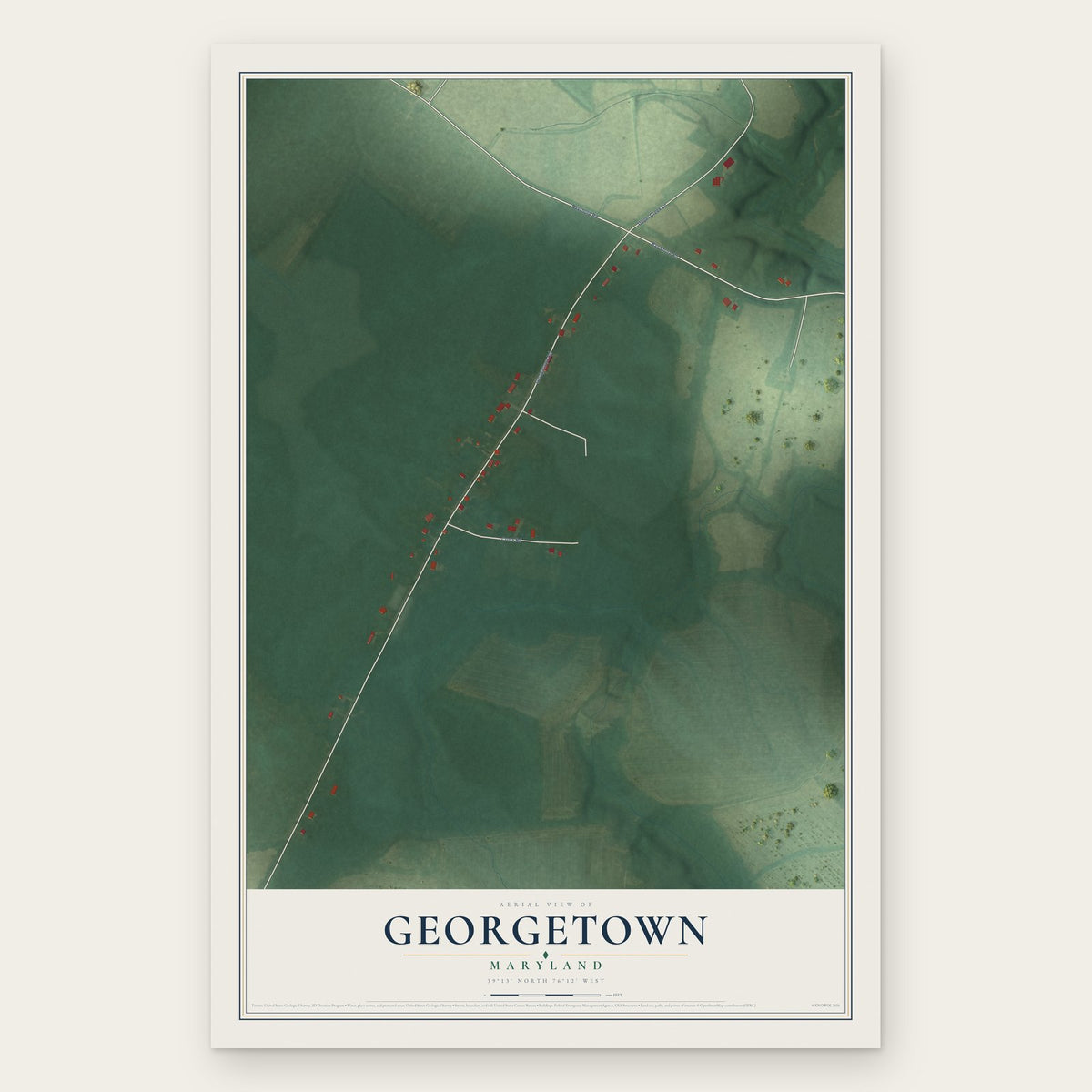 Georgetown, Maryland map print, the full design