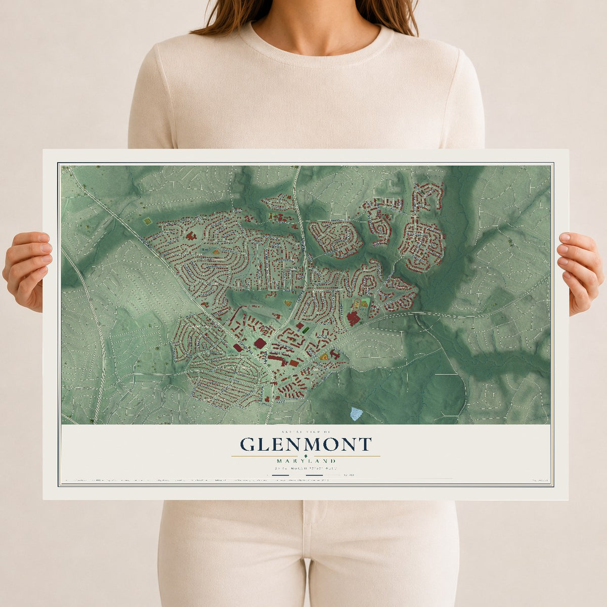 Map of Glenmont, Maryland, 12 x 18 inch unframed archival matte print
