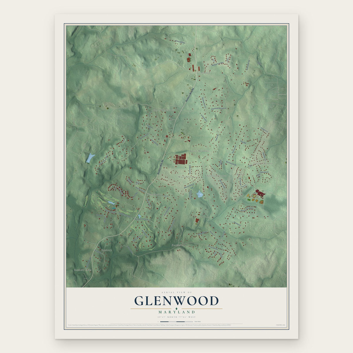 Glenwood, Maryland map print, the full design