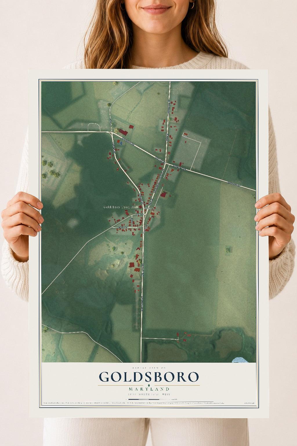 Map of Goldsboro, Maryland, 18 x 24 inch unframed archival matte print