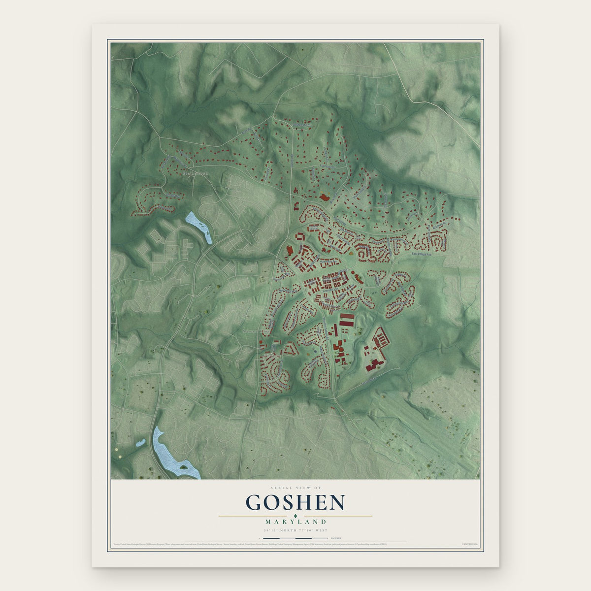 Goshen, Maryland map print, the full design