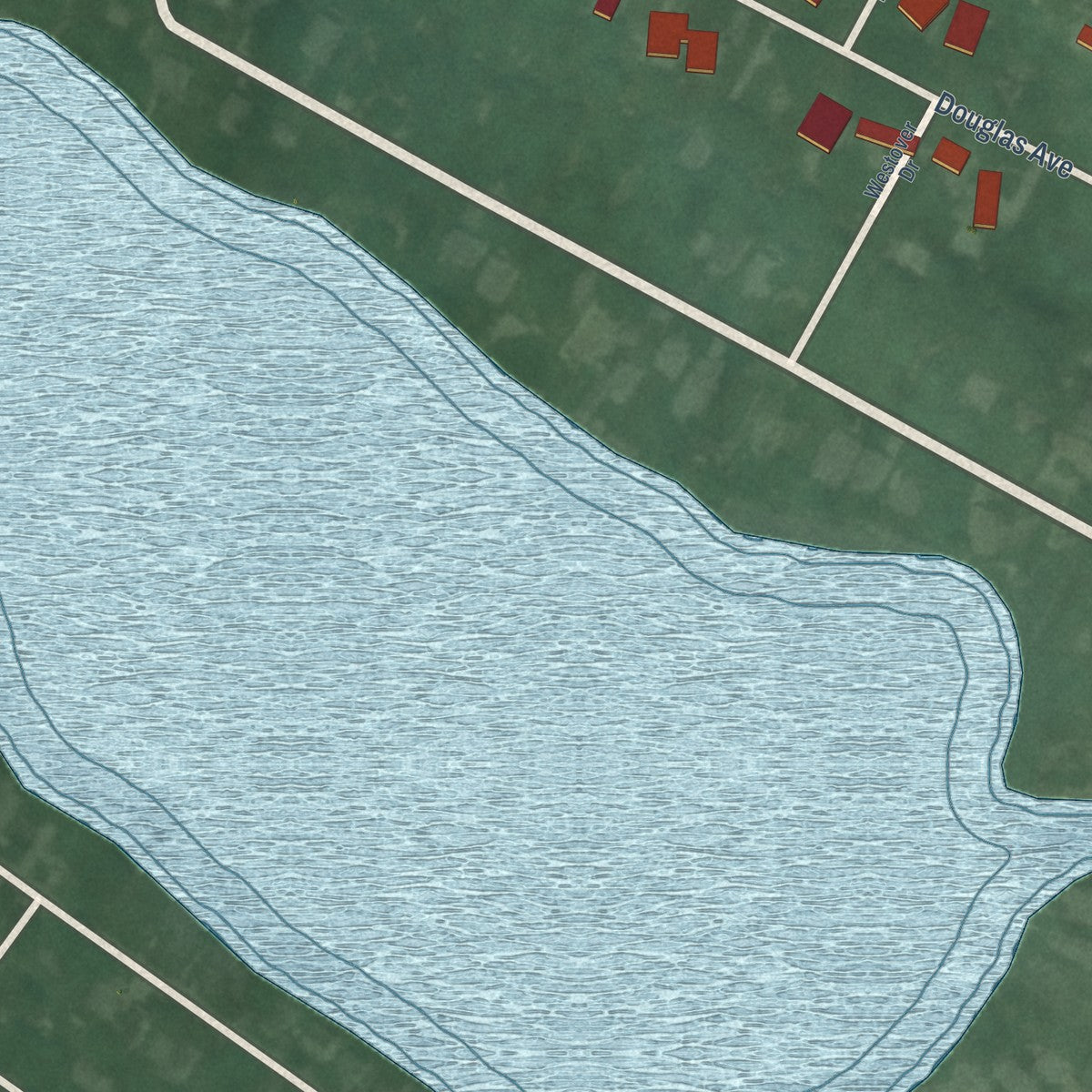 Second close-up of the map of Highland Beach, Maryland print showing more streets and buildings