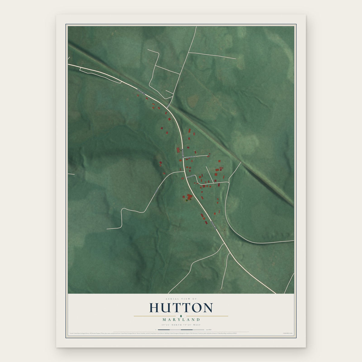 Hutton, Maryland map print, the full design