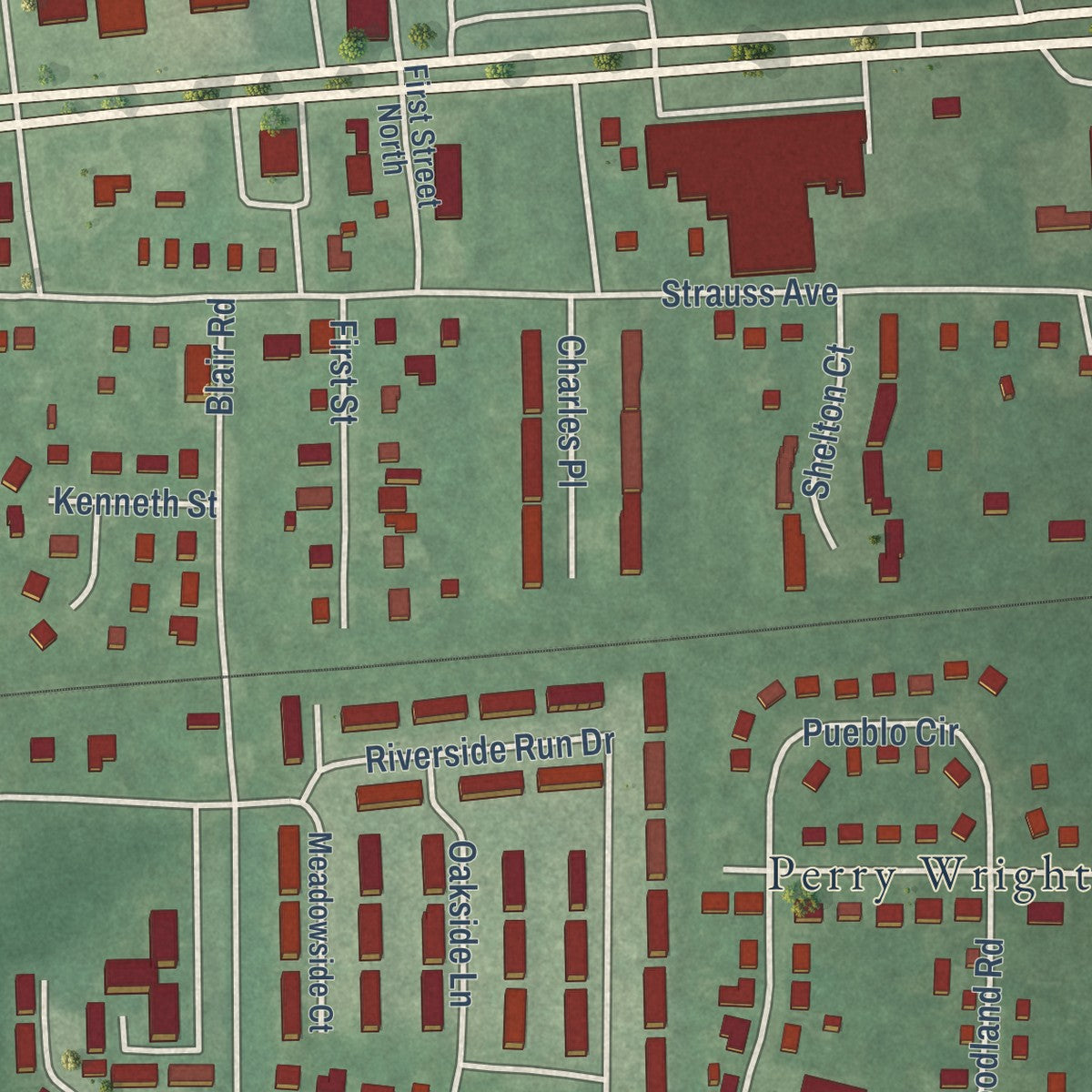 Close-up of the map of Indian Head, Maryland print showing street and building detail