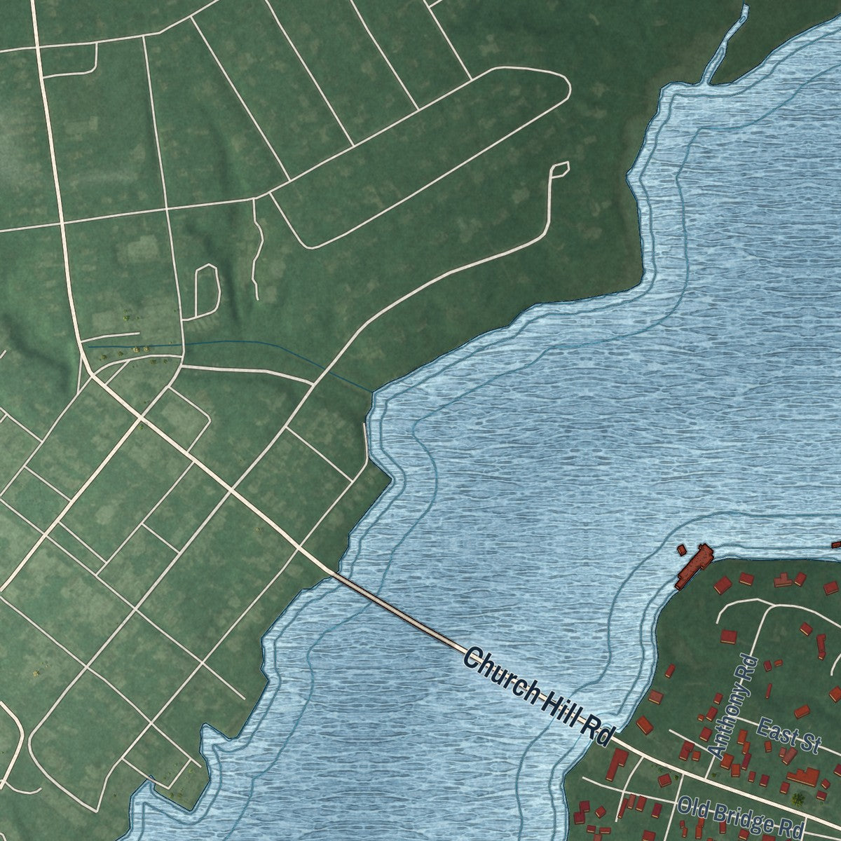 Close-up of the map of Kingstown, Maryland print showing street and building detail